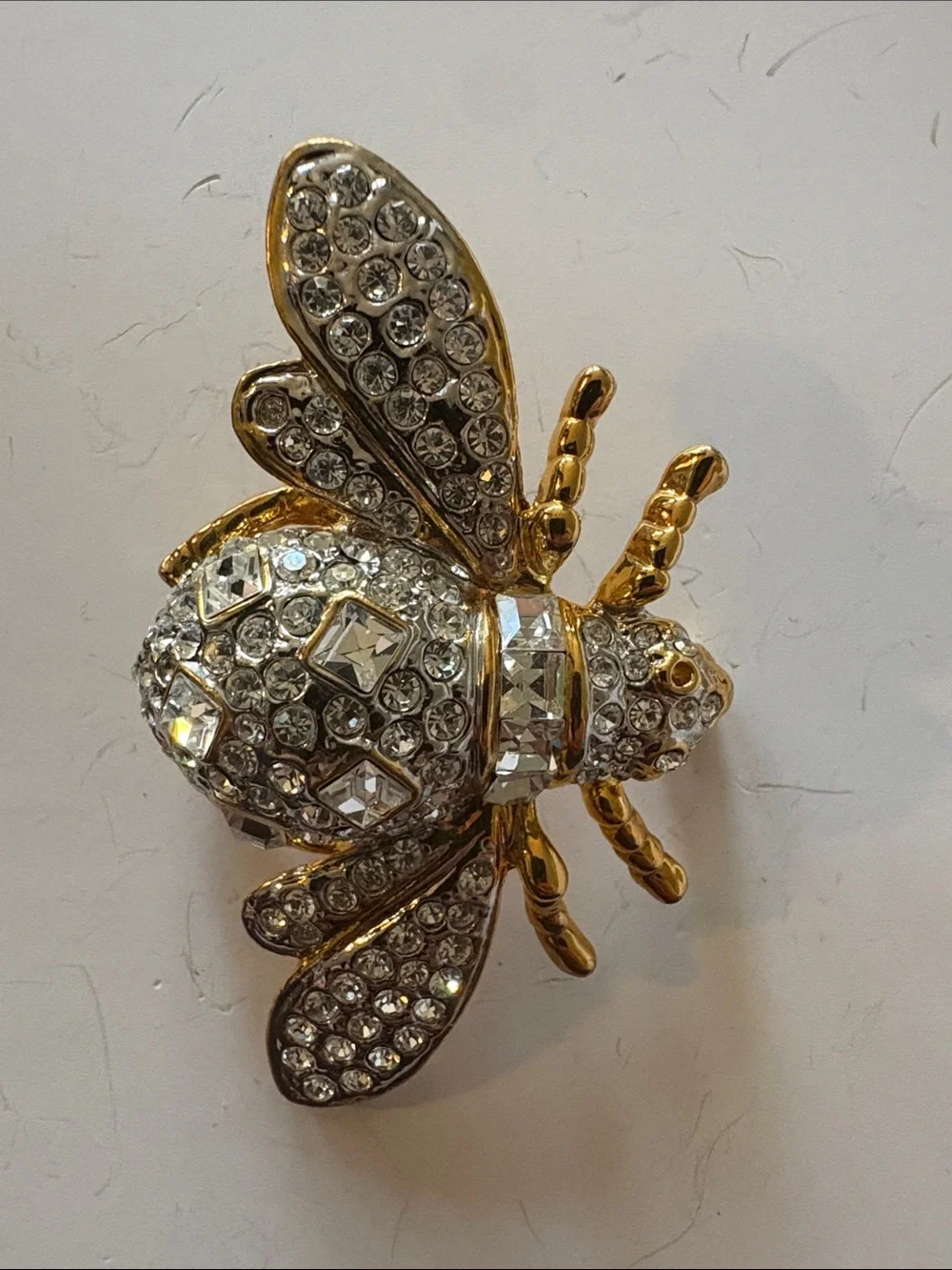 Gold and Crystal Bee Brooch - Sparkling Women’s Accessory